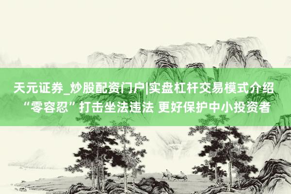 天元证券_炒股配资门户|实盘杠杆交易模式介绍 “零容忍”打击坐法违法 更好保护中小投资者