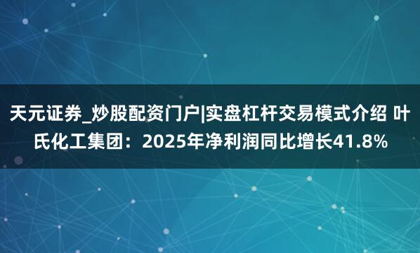 天元证券_炒股配资门户|实盘杠杆交易模式介绍 叶氏化工集团：2025年净利润同比增长41.8%
