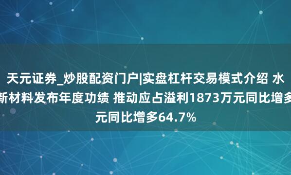 天元证券_炒股配资门户|实盘杠杆交易模式介绍 水发兴业新材料发布年度功绩 推动应占溢利1873万元同比增多64.7%