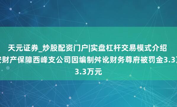 天元证券_炒股配资门户|实盘杠杆交易模式介绍 永安财产保障西峰支公司因编制舛讹财务尊府被罚金3.3万元