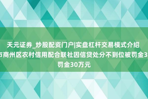 天元证券_炒股配资门户|实盘杠杆交易模式介绍 商洛市商州区农村信用配合联社因信贷处分不到位被罚金30万元