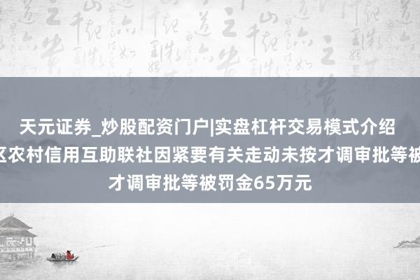 天元证券_炒股配资门户|实盘杠杆交易模式介绍 商洛市商州区农村信用互助联社因紧要有关走动未按才调审批等被罚金65万元