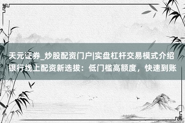 天元证券_炒股配资门户|实盘杠杆交易模式介绍 银行线上配资新选拔：低门槛高额度，快速到账
