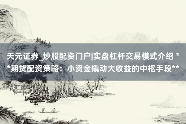 天元证券_炒股配资门户|实盘杠杆交易模式介绍 **期货配资策略：小资金撬动大收益的中枢手段**